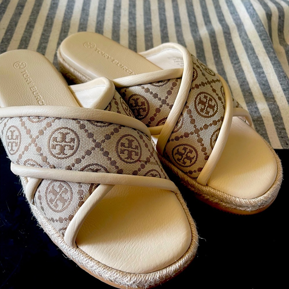 Tory Burch T Monogram Cross Espadrille - new without box
